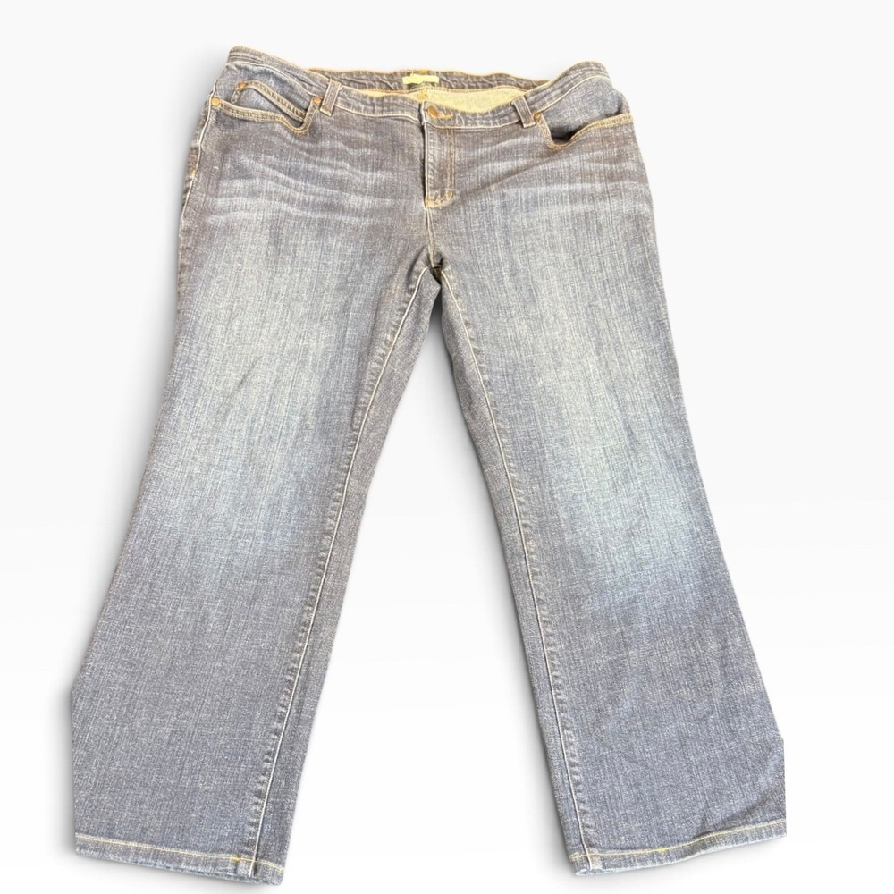 Eileen Fisher Woman Organic Cotton Stretched Cropped Straight Leg Jeans Size 16W